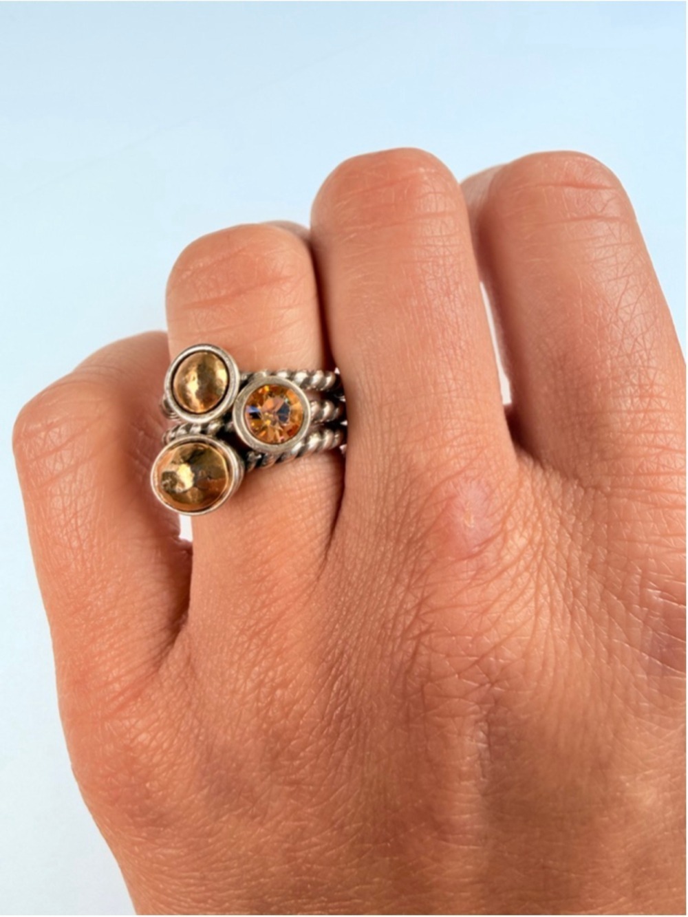 Brighton Monte Carlo Palu Gold & Silver Triple 3 Set Stacking Cable Rings - Picture 2 of 7